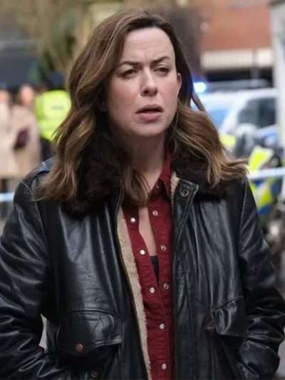 Eve Myles The Crow Girl 2025 Black Bomber Jacket