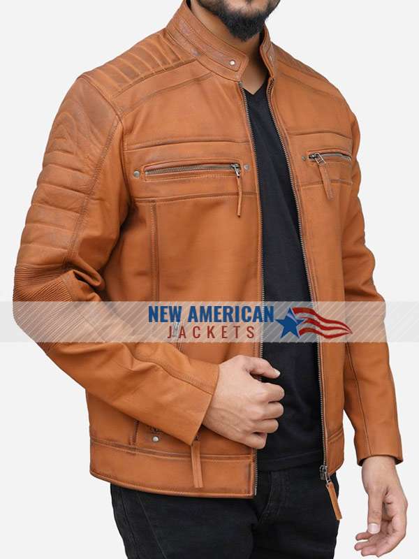 Cafe Racer Distressed Brown Leather Jacket