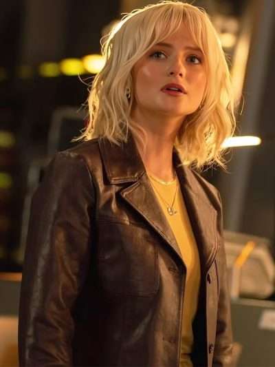 Millie Gibson Doctor Who S02 Brown Leather Blazer