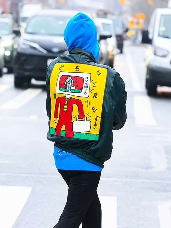 Emily Ratajkowski NYC Green Leather Jacket