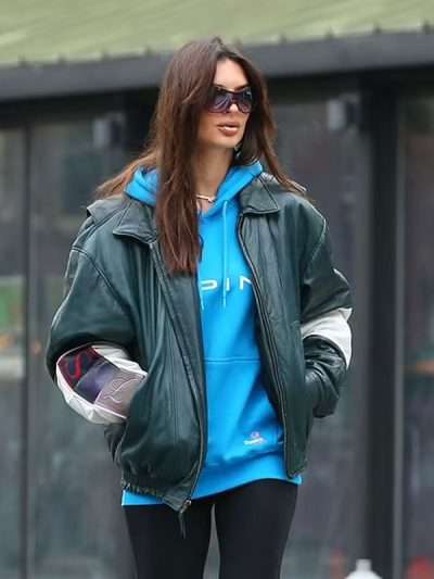 Emily Ratajkowski Keith Haring Leather Jacket