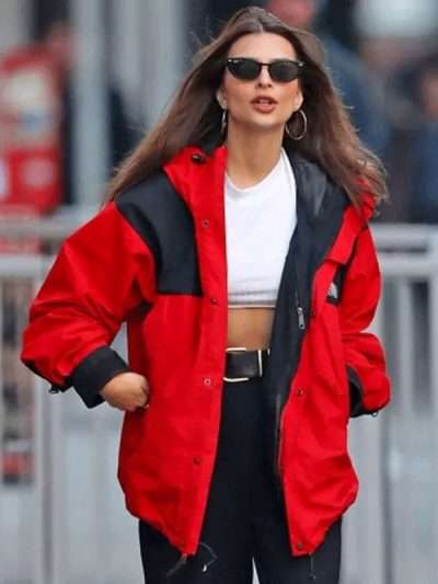 Street Style Emily Ratajkowski Red Jacket