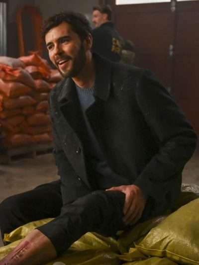 Fire Country 2025 Finn Black Wool Trench Coat