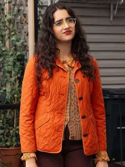 Poker Face 2025 Geraldine Viswanathan Orange Quilted Jacket