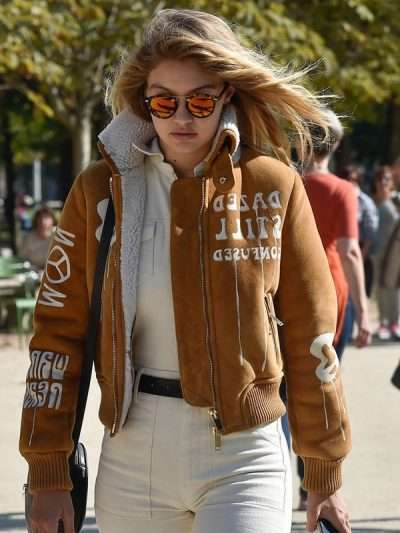 Gigi Hadid Brown Bomber Jacket