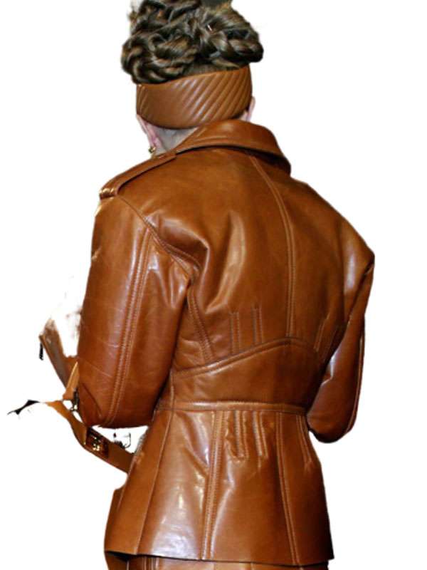 Gigi Hadid FFS 2020 Brown Leather Jacket