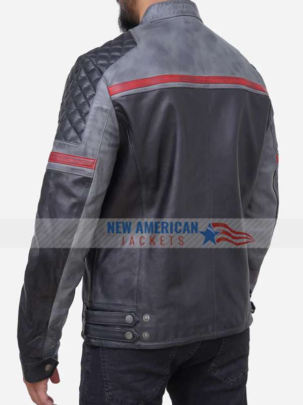 Grey Vintage Cafe Racer Leather Jacket
