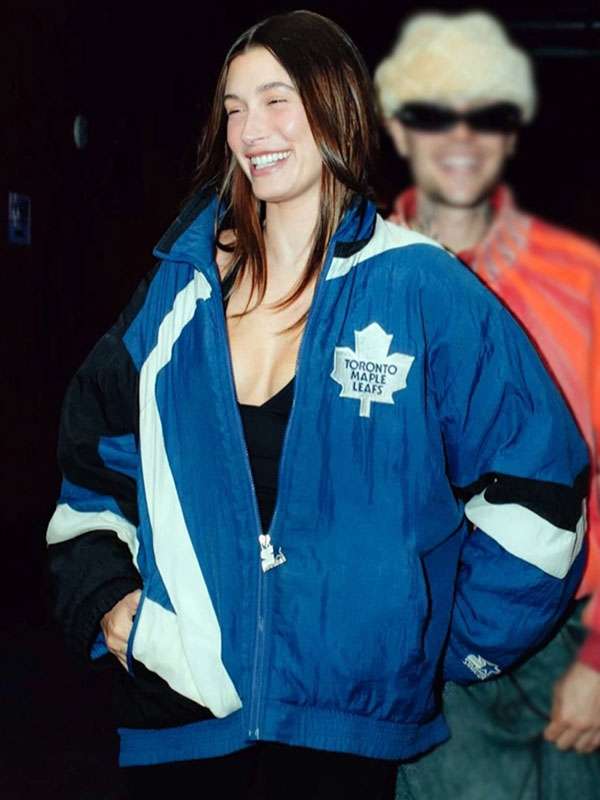 Shop Now Hailey Bieber 2025 Toronto Maple Leafs Track Jacket