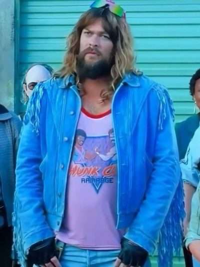 Buy A Minecraft Movie 2025 Jason Momoa Blue Fringe Jacket