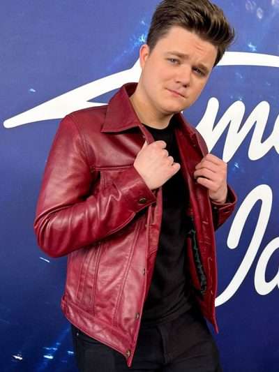 Josh King American Idol 2025 Maroon Leather Jacket