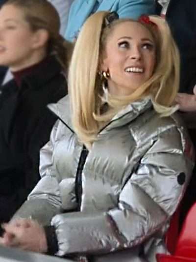 Shop Ted Lasso S03 Juno Temple Silver Puffer Jacket