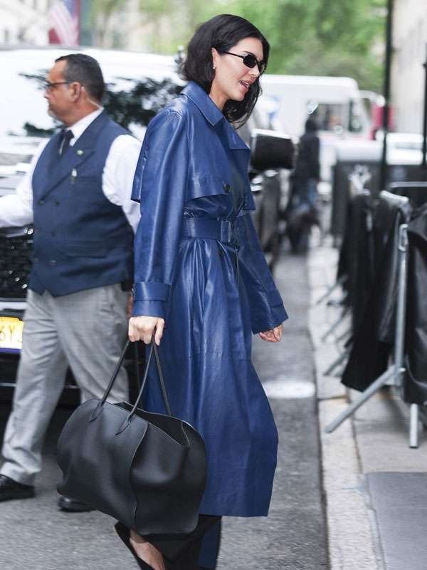 Kendall Jenner 2025 Blue Leather Coat