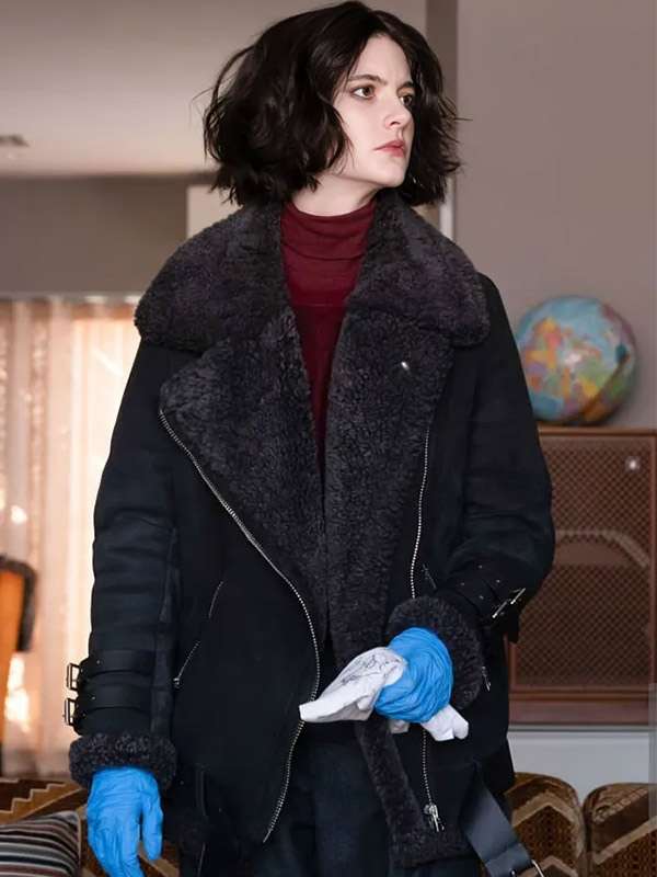 Ainsley Seiger Black Shearling Leather Jacket