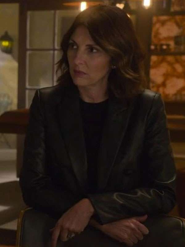 Leverage Redemption Gina Bellman Black Leather Blazer