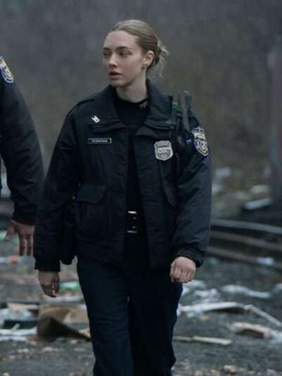 Long Bright River 2025 Amanda Seyfried Black Bomber Jacket