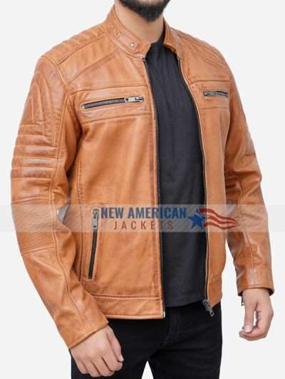Vintage Brown Distressed Leather Motorcycle Jacket