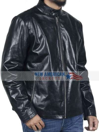 Black Leather Cafe Racer Jacket