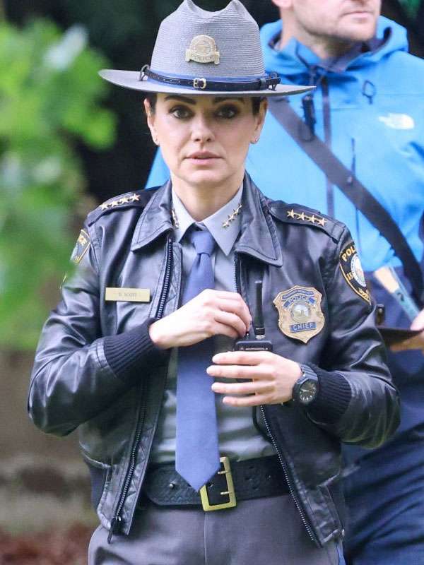 Mila Kunis Wake Up Dead Man 2025 Bomber Leather Jacket