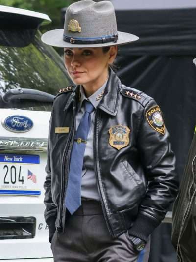 Mila Kunis Wake Up Dead Man 2025 Black Bomber Leather Jacket