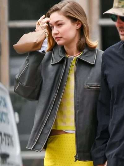 NYC 2025 Street Style Gigi Hadid Leather Jacket
