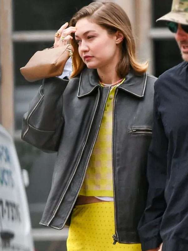 NYC 2025 Street Style Gigi Hadid Leather Jacket