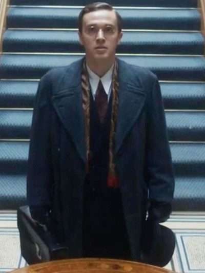 Shop Rupert Friend Anatomy of a Scandal Black Wool Coat