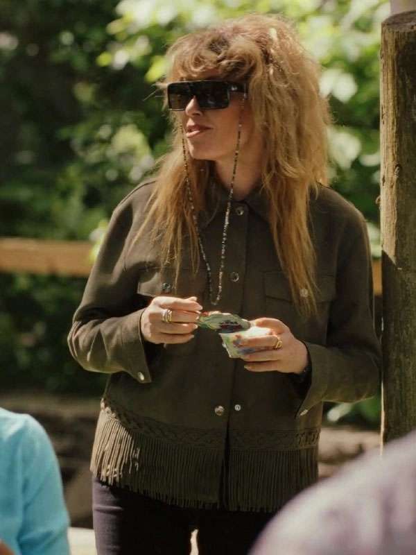 Shop Charlie Cale Poker Face Green Fringe Leather Jacket