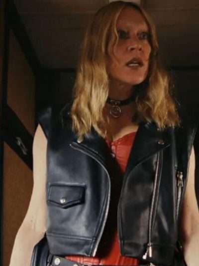 Poker Face Ruby Ruin Black Biker Leather Vest
