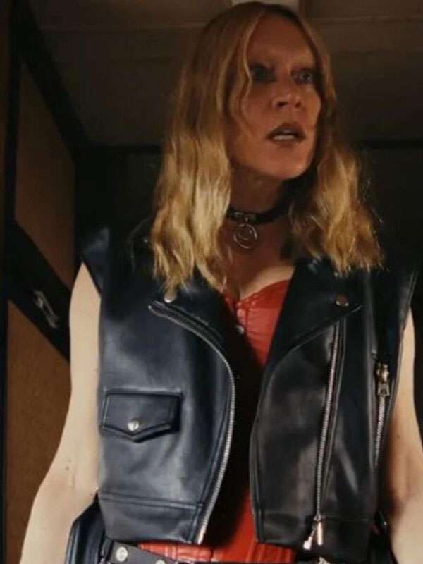 Poker Face Ruby Ruin Black Biker Leather Vest