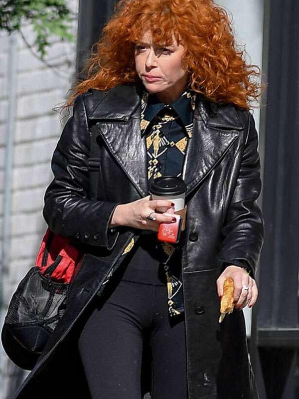 Poker Face 2025 Natasha Lyonne Black Leather Trench Coat