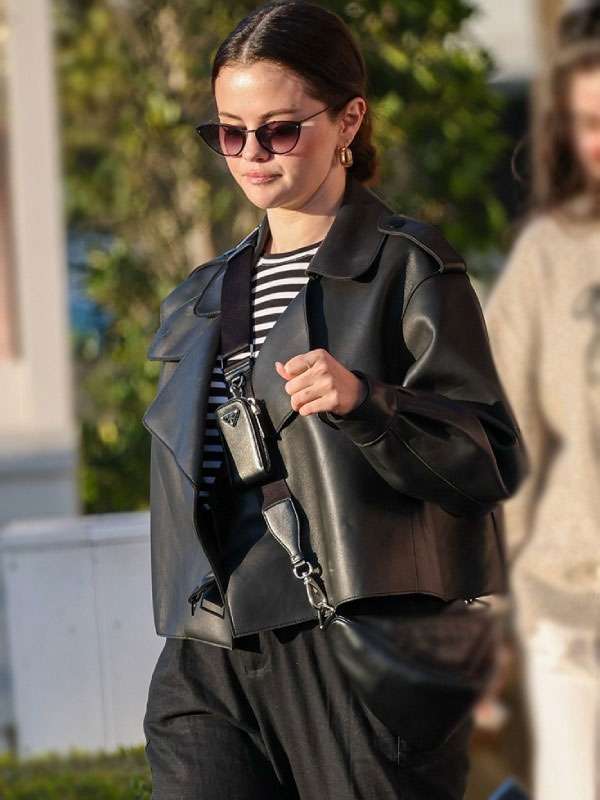 Black Friday 2024 Selena Gomez Black Leather Jacket