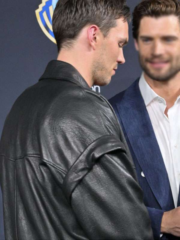 Superman 2025 Nicholas Hoult Black Leather Jacket
