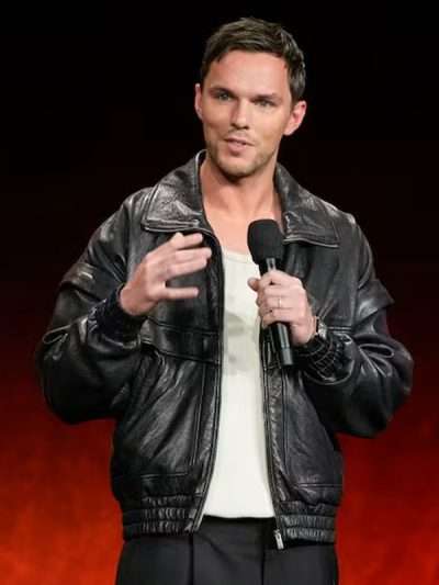 Nicholas Hoult Superman 2025 Black Leather Jacket