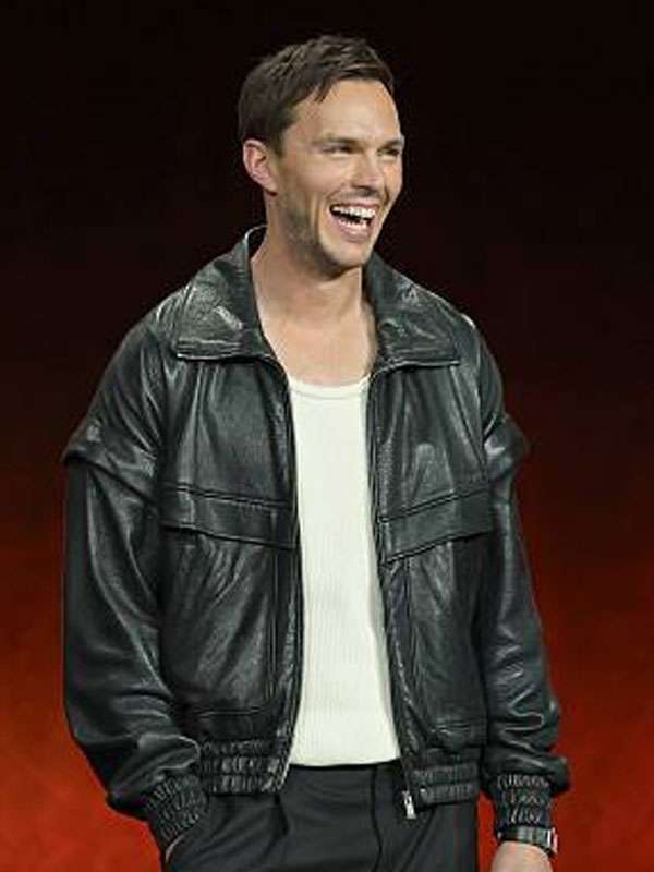 Superman 2025 Premiere Nicholas Hoult Black Leather Jacket