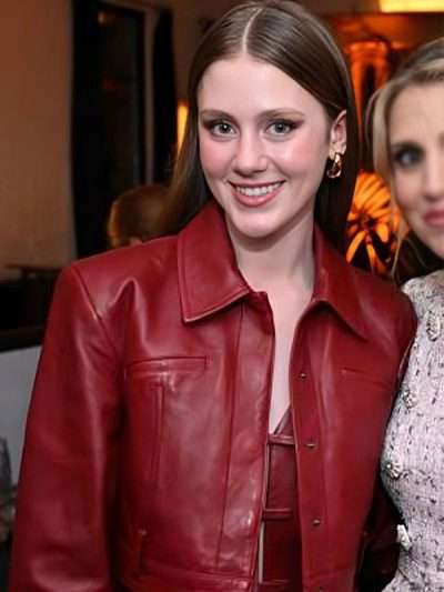 Happy Face 2025 Hazel Red Cropped Leather Jacket