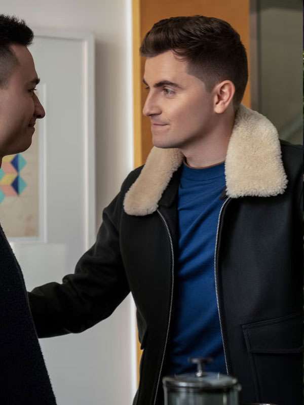 Ted Lasso S03 Stephen Manas Black Shearling Jacket