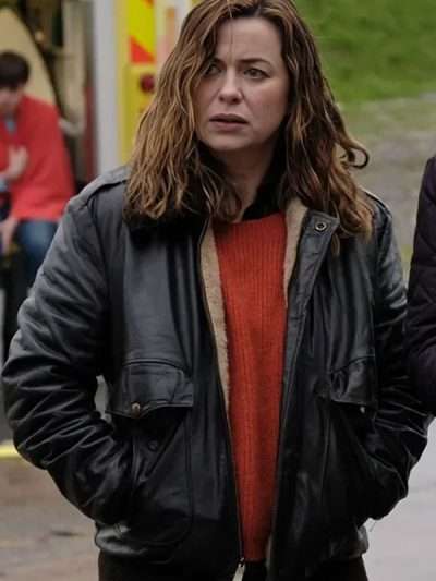 DCI Jeanette Kilburn The Crow Girl S01 Black Shearling Jacket