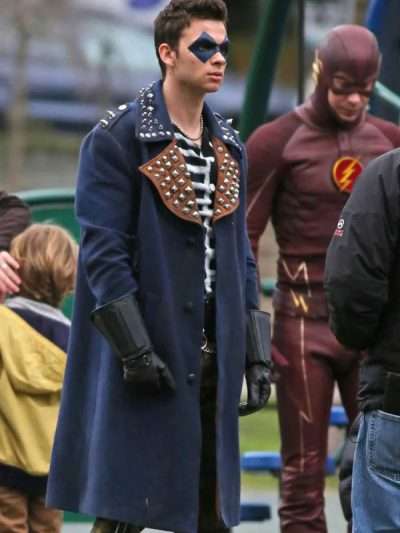 The Flash S04 Axel Walker Blue Studded Wool Coat