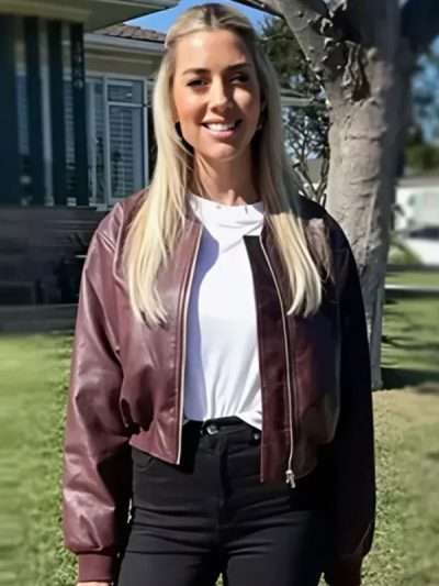 The Flip Off 2025 Heather Rae El Moussa Burgundy Leather Jacket