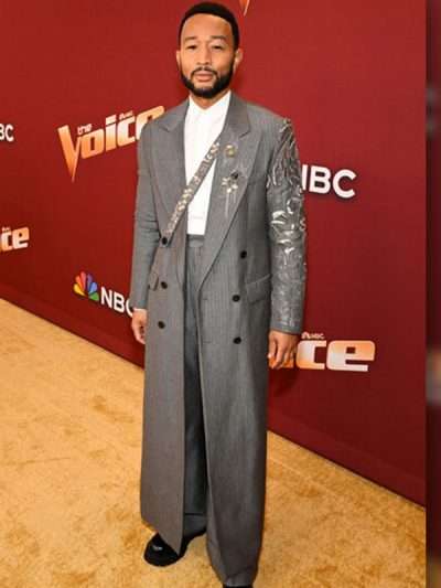 The Voice S27 John Legend Grey Trench Coat
