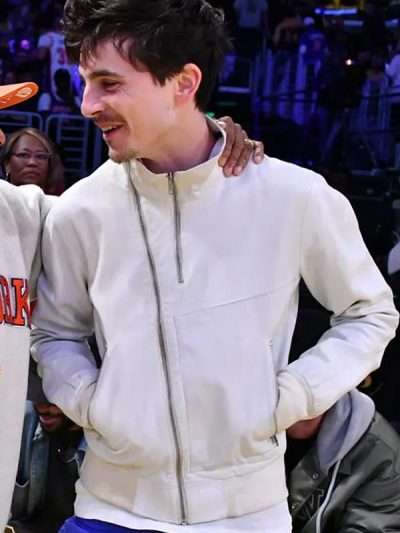 Timothee Chalamet White Zip-Up Jacket