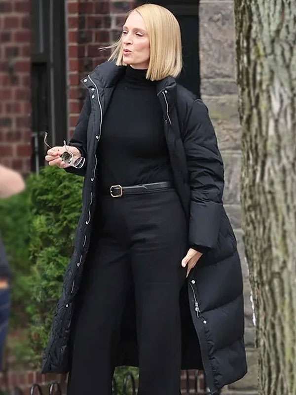 Buy Now Dexter Resurrection Uma Thurman Black Puffer Coat