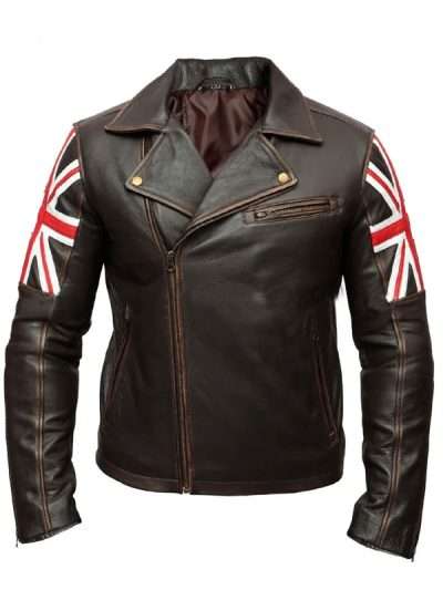 United Kingdom Flag Biker Leather Jacket