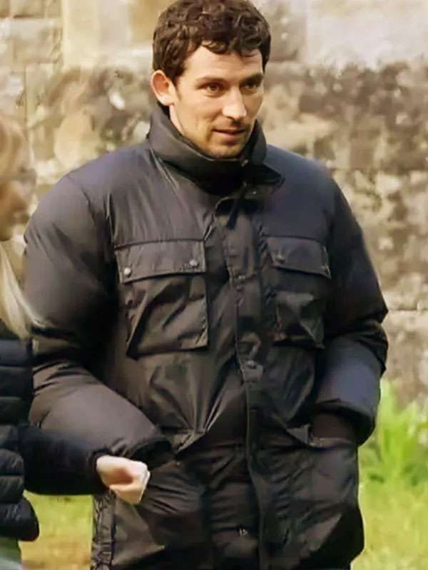 Wake Up Dead Man Josh O’Connor Black Puffer Jacket