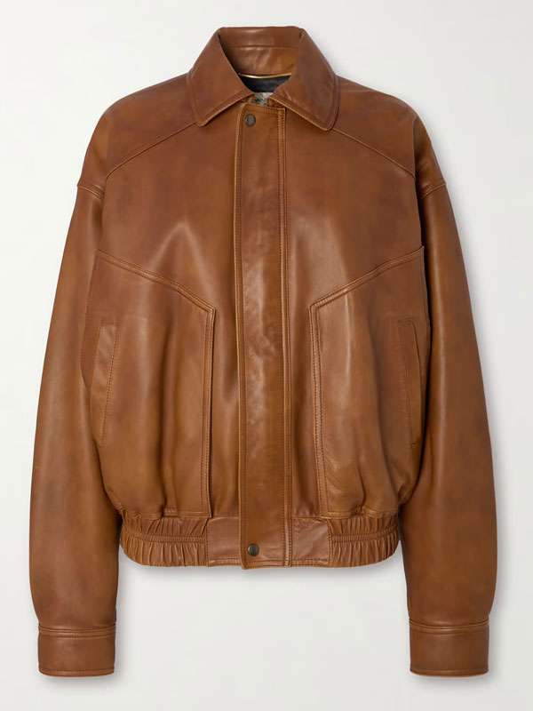 Buy Women Brown Leather Aviator Jacket