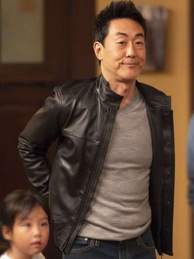 9-1-1 2025 Kenneth Choi Black Leather Jacket
