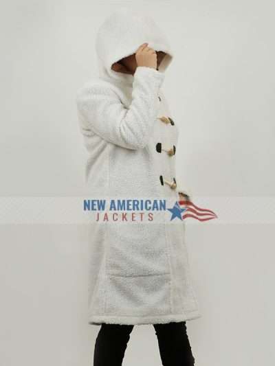 A Cozy Christmas Inn Jodie Sweetin Off-White Hooded Coat
