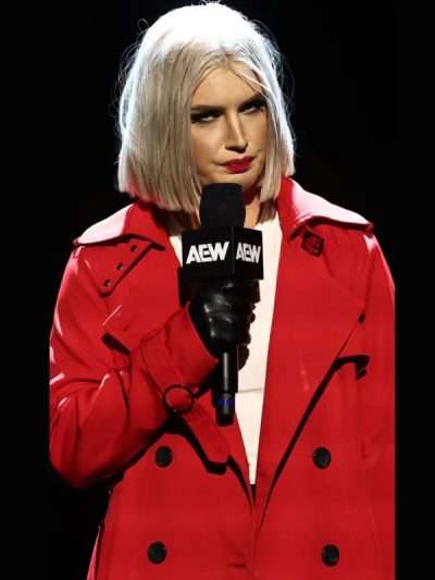 AEW Collision 2025 Toni Rossall Red Wool Coat