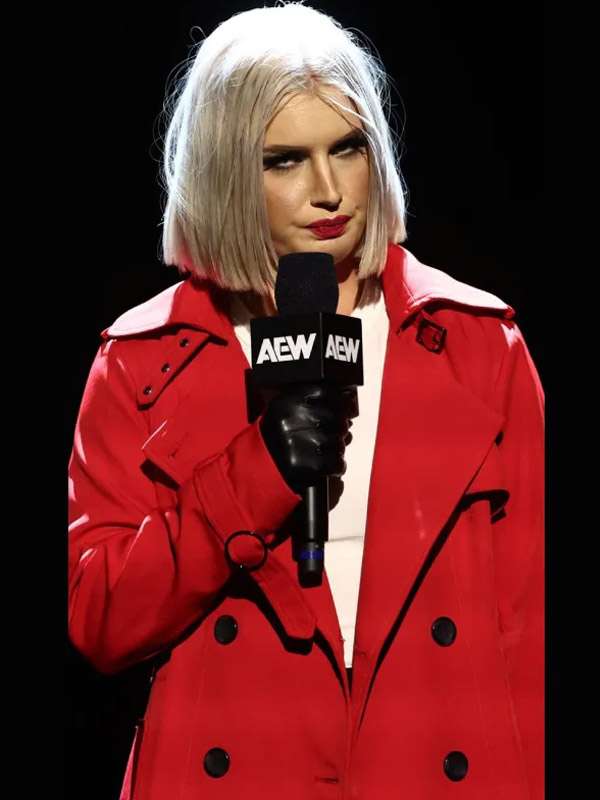 AEW Collision 2025 Toni Rossall Red Wool Coat
