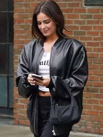 Singer Addison Rae Bomber Leather Jacket